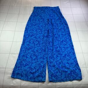 Kettlewell Pants Womens Medium Blue Zoe Print Trouser Side Zip Tropical Party